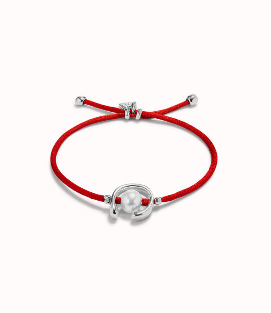 Red cord bracelet with a pearl